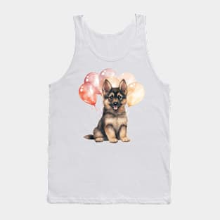 German Shepherd Dog Holding Balloons Tank Top